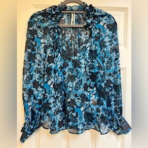 Anthropologie sheer V Neck top. Size Small.